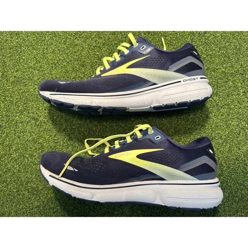Brooks Ghost 15 Mens Size 11 Wide 2E Running Shoes Navy Neon Arch Support Insole